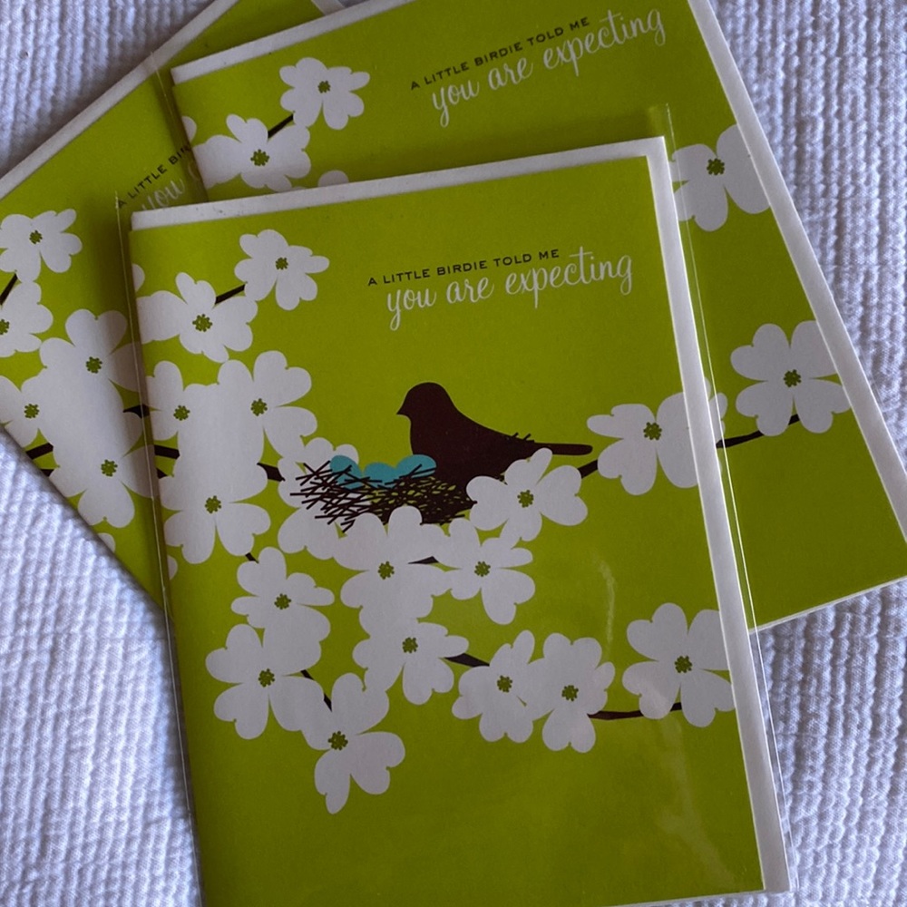 Snow and graham flatpress  cards for expectant parent x3